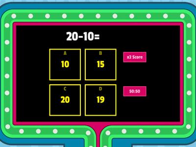 Subtraction Within 20 - Without Regrouping 