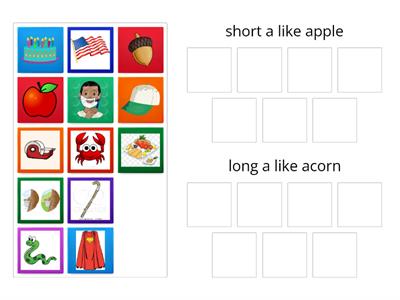 Vowel sound sort - short and long a