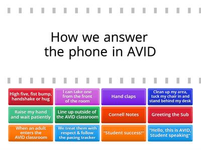 AVID classroom Rules and Procedures