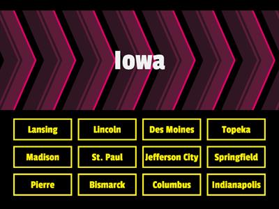 Midwest States & Capitals: Matching Game