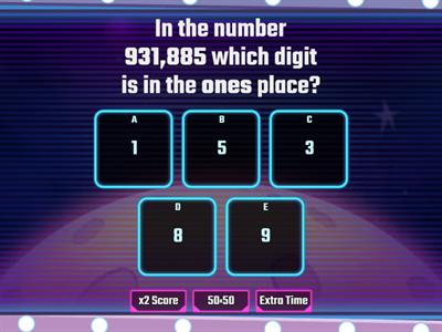 Place Value- Gameshow Quiz - Grade 4