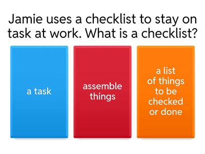 Vocabulary used while working