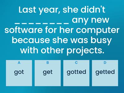 Past Simple regular/irregular verbs - questions, negatives