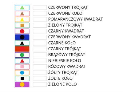 Kolory i kształty. Dopasuj obrazki do podpisów. 