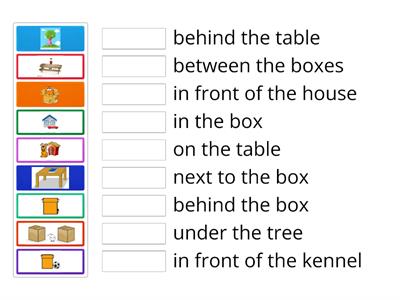 in/on/under/in front of/between/behind/next to