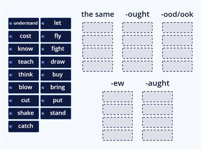 categorize the verbs (irregular past simple)