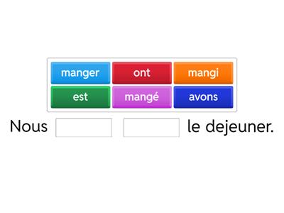 Passé composé réguliers avec AVOIR/ missing word