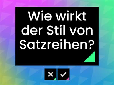 Satzreihen - Key words