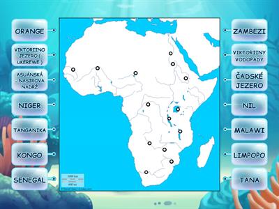 SLEPÁ MAPA AFRIKA - VODSTVO 