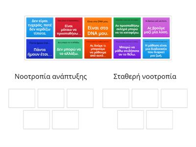 Βρες σε ποια νοοτροπία ανήκουν οι παρακάτω φράσεις: