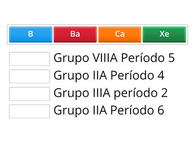 ¿En qué grupo y período se encuentran los siguientes elementos?