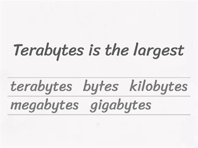 Data units in order from smallest to largest