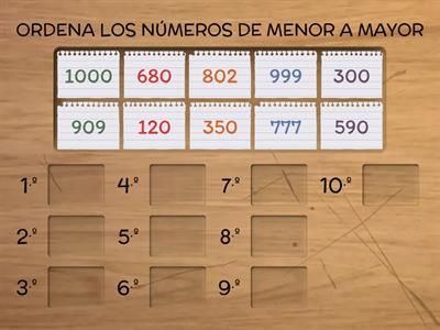 2° ORDEN DE NÚMEROS DEL 0 AL 1.000 18-8