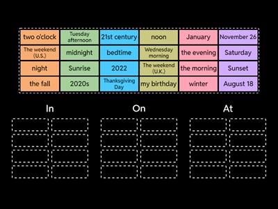 Prepositions of time: In, On, At 1