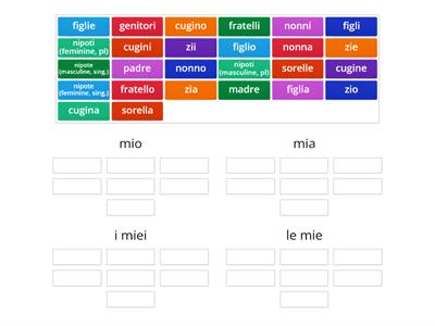 Aggettivi possessivi con la famiglia