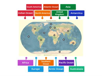 Labelling continents and oceans of the world