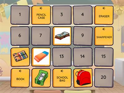 SCHOOL OBJECTS Memory Game