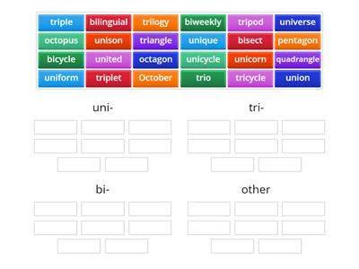 WTW- Green- Sort 51- Prefixes (uni-, bi-, tri-)