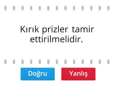 Doğru -yanlış  3.sınıf elektriğin güvenli kullanımı 