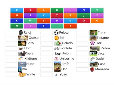 Empareja la Letra con el Objeto