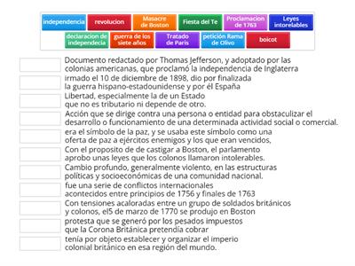 VOCABULARIO CRISIS E INDEPENDENCIA DE LAS COLONIAS