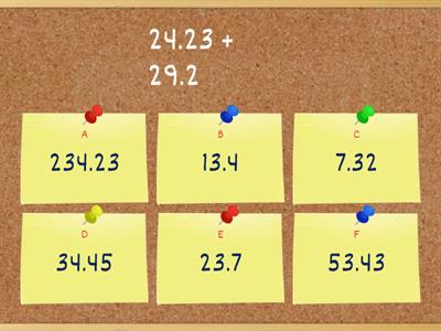 Math adding and subtracting decimals