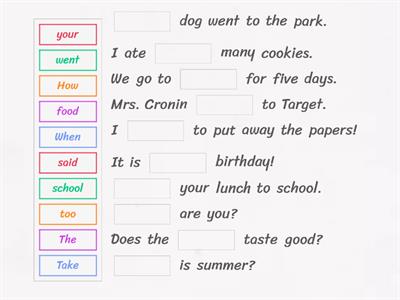 Third Grade Sight Words 2