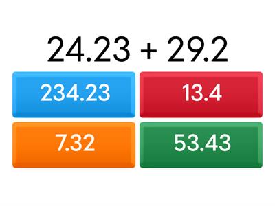 Adding and subtracting Decimals