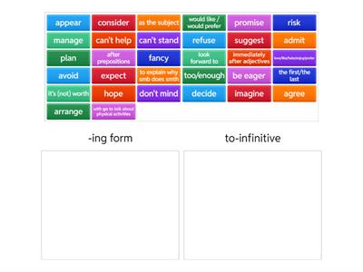-ing form / to-infinitive