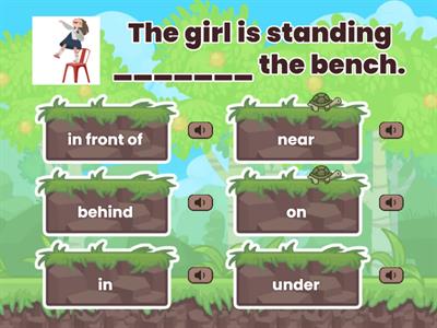 [Revision] in on under in front of near behind