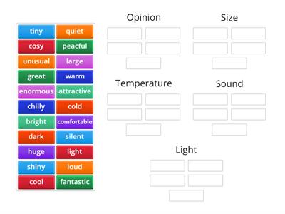 Groups of descriptive adjectives