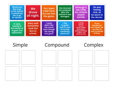 Simple, Compound and Complex Sentences
