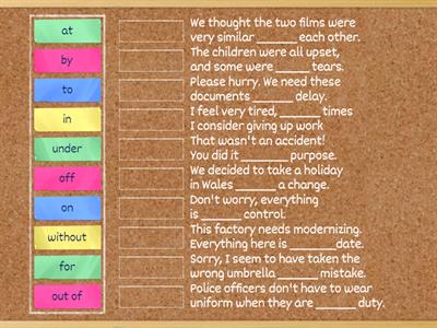 Grammar: Prepositions (Upper intermediate level)