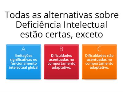 DEFICIÊNCIA INTELECTUAL ACESSIBILIDADE  APRENDIZAGEM  E  DESENVOLVIMENTO 