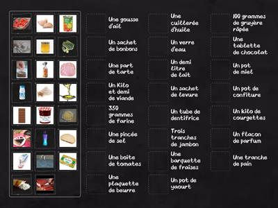 Associez  la quantité