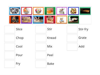 Match the Cooking verb! (set 1)