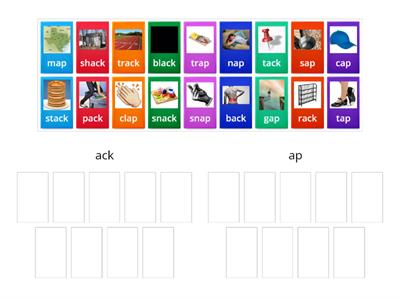 Rhyming word families ack/ap