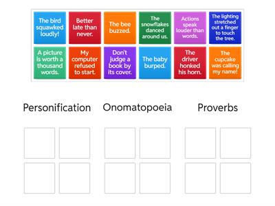 Onomatopoeia, Personification, Proverbs