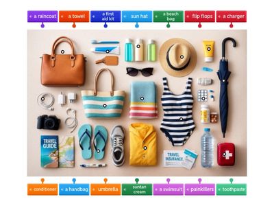 Holiday objects - learn the vocabulary