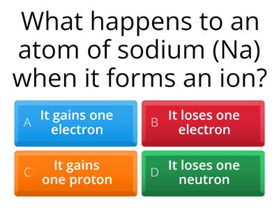 Ionic bonding introductory quiz