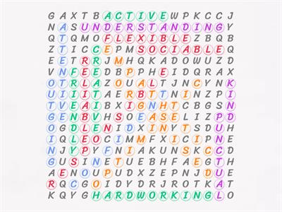 PERSONAL QUALITIES WORD SEARCH
