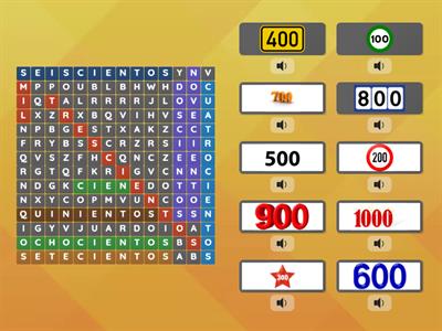 SOPA DE LETRAS Numeros 100-1000