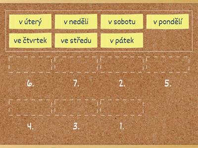 Seřaď dny v týdnu 