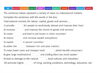 Market Leader Unit 9 International Markets