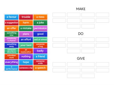 MAKE/DO/GIVE Collocations