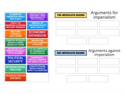 Imperialism Arguments Sort