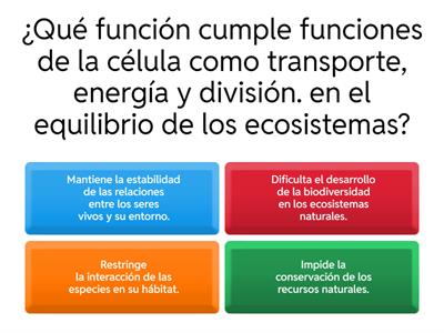 Funciones de la célula como transporte, energía y división.