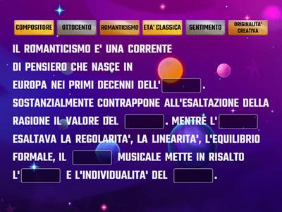 ROMANTICISMO - TESTO DA COMPLETARE