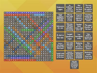 Key Words Wordsearch  - Lymphatic & Cardiovascular System