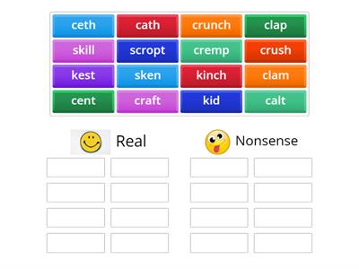 Barton 3.6 Kiss the Cat Rule (Real vs. Nonsense sort)